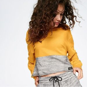 Yellow color block crop sweater